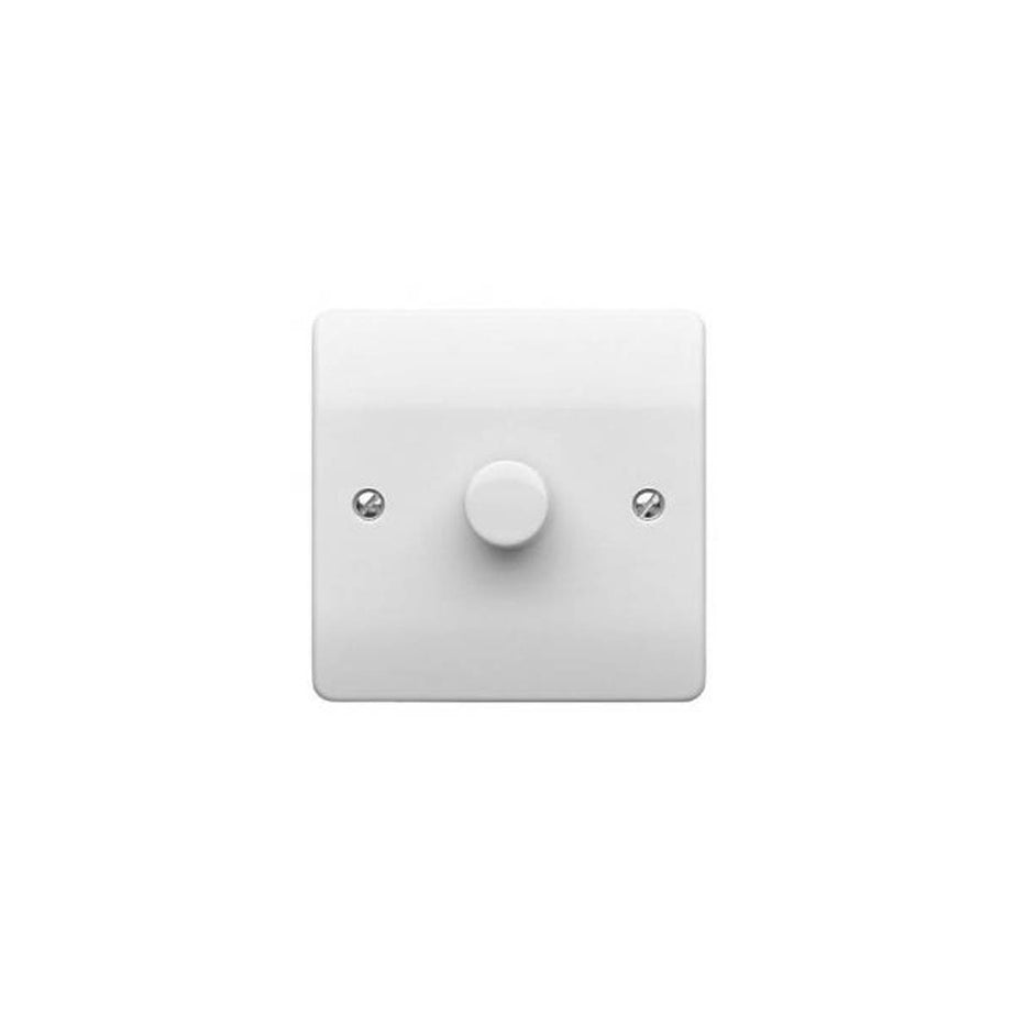 Logic Plus Push Dimmer Switch K1535WHI 1 Gang 2 Way 450W Square White Modern - Image 1