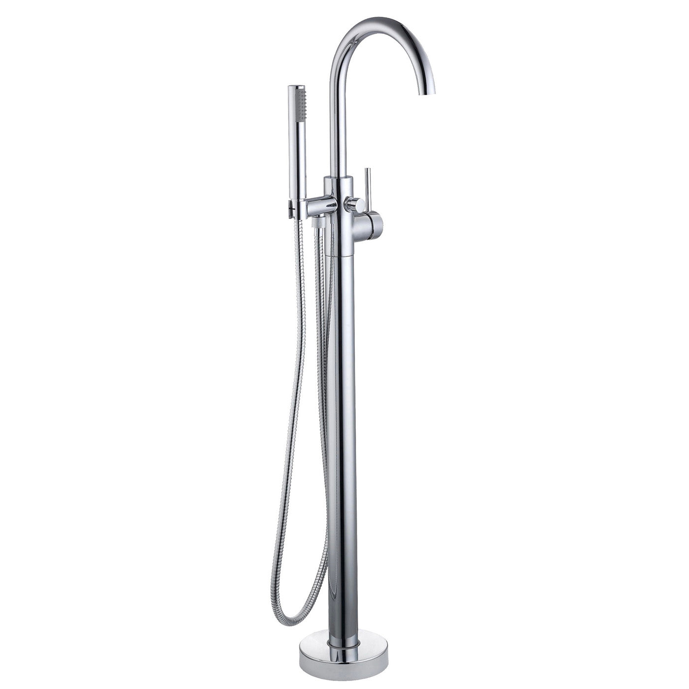 Bath Filler Tap Mixer Handheld Shower Set Chrome Bathroom Floor Mounted - Image 2