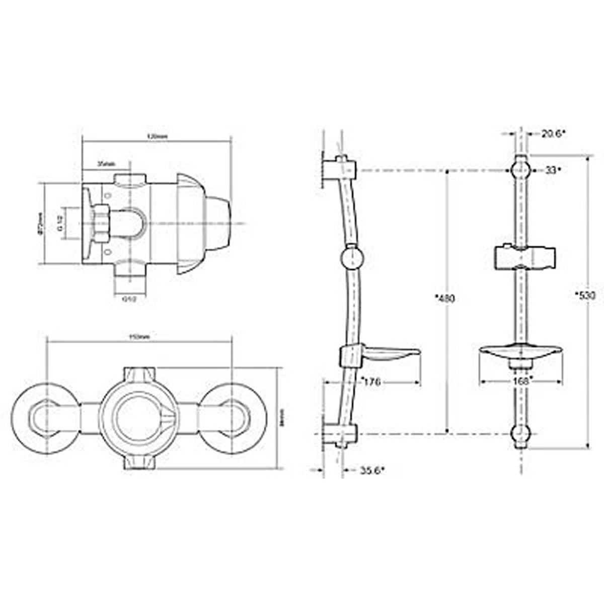 Triton Thermostatic Mixer Shower Chrome 5 Spray Pattern Round Head Bathroom - Image 3