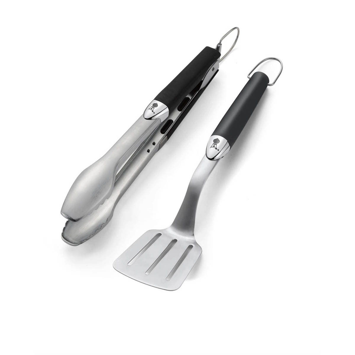 Weber Premium Tool Set Angled Spatula Locking Tongs Stainless Steel Pack of 2 - Image 1
