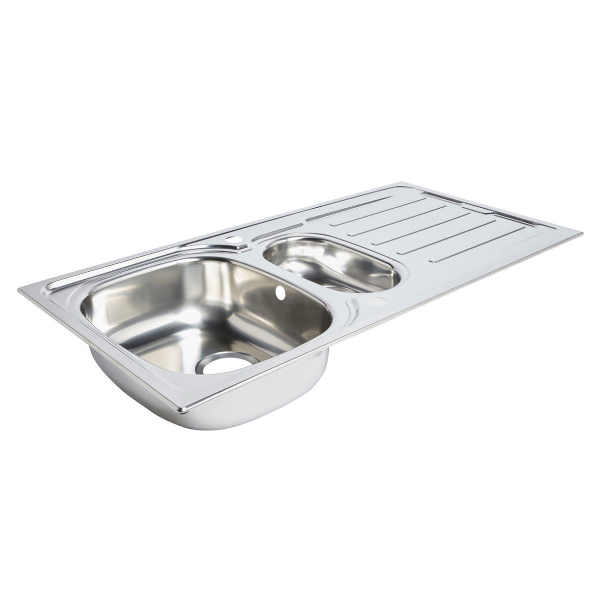 Cooke & Lewis Kirchen 1.5 Bowl Sink Drainer Nakaya Polished Inox Stainless Steel - Image 2