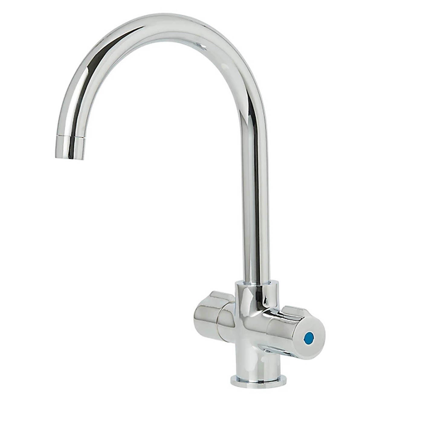 Kitchen Tap Mixer Twin Lever Chrome ¼ Turn Brass Swivel Spout Modern Faucet - Image 1