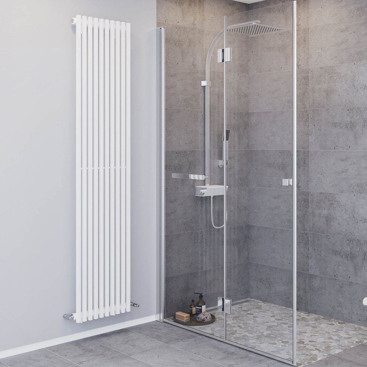 Blyss Designer Radiator White Vertical Steel Modern Indoor (H)180x(W)40cm - Image 1
