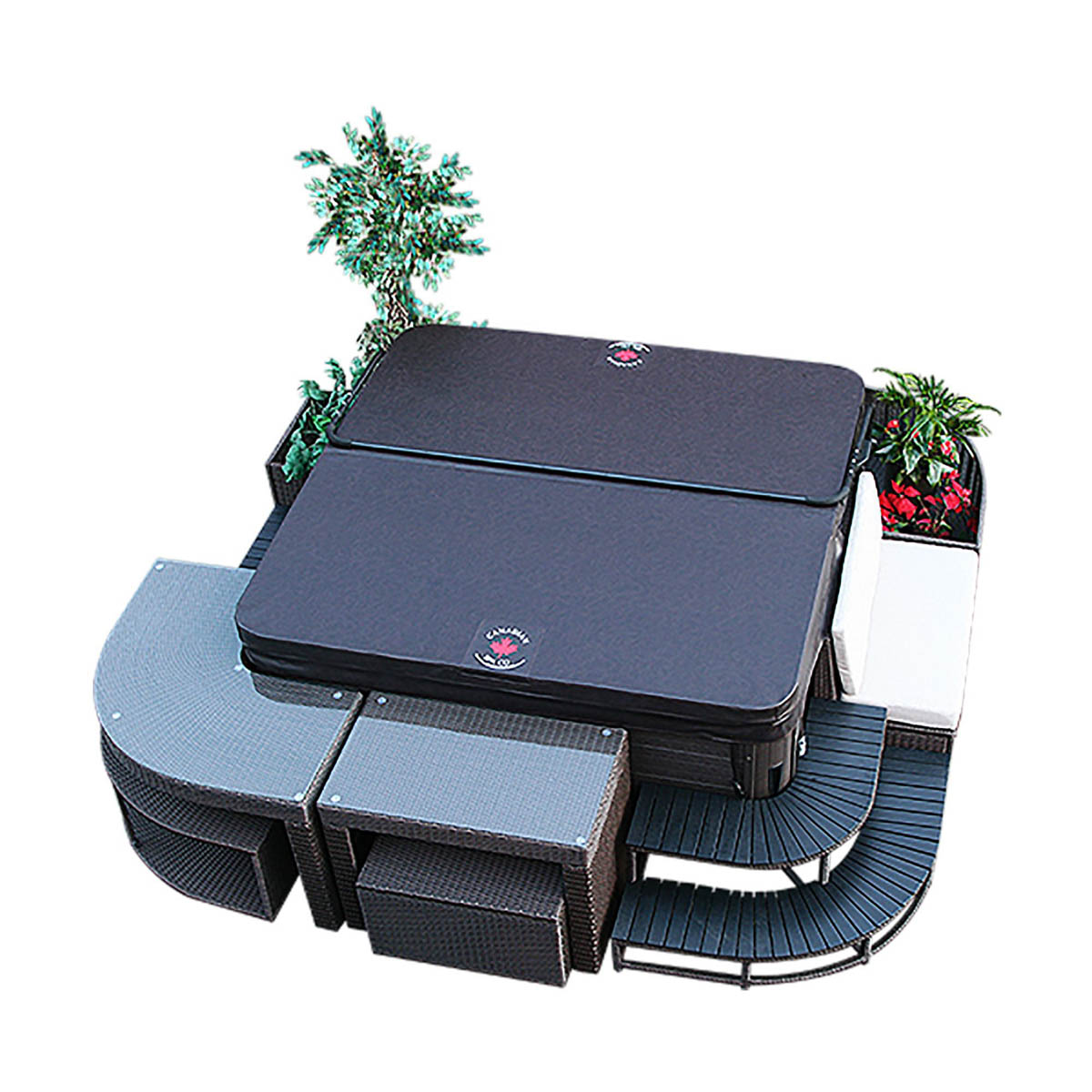 Hot Tub Sofa Loveseat Brown Rattan Furniture Weather Resistant - Image 2