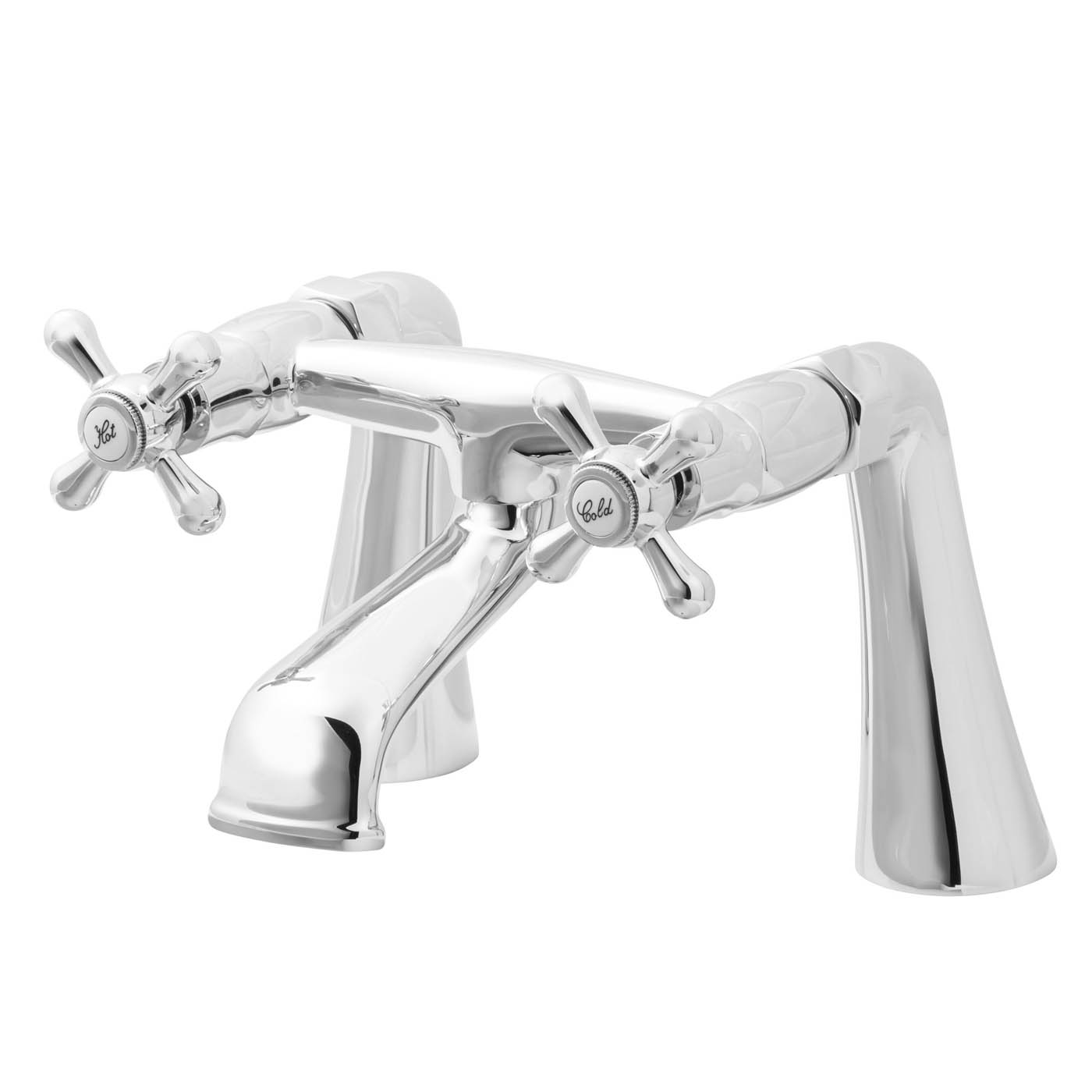 Bath Filler Tap Mixer Chrome Cross Head Handles Bathroom Traditional Faucet - Image 1