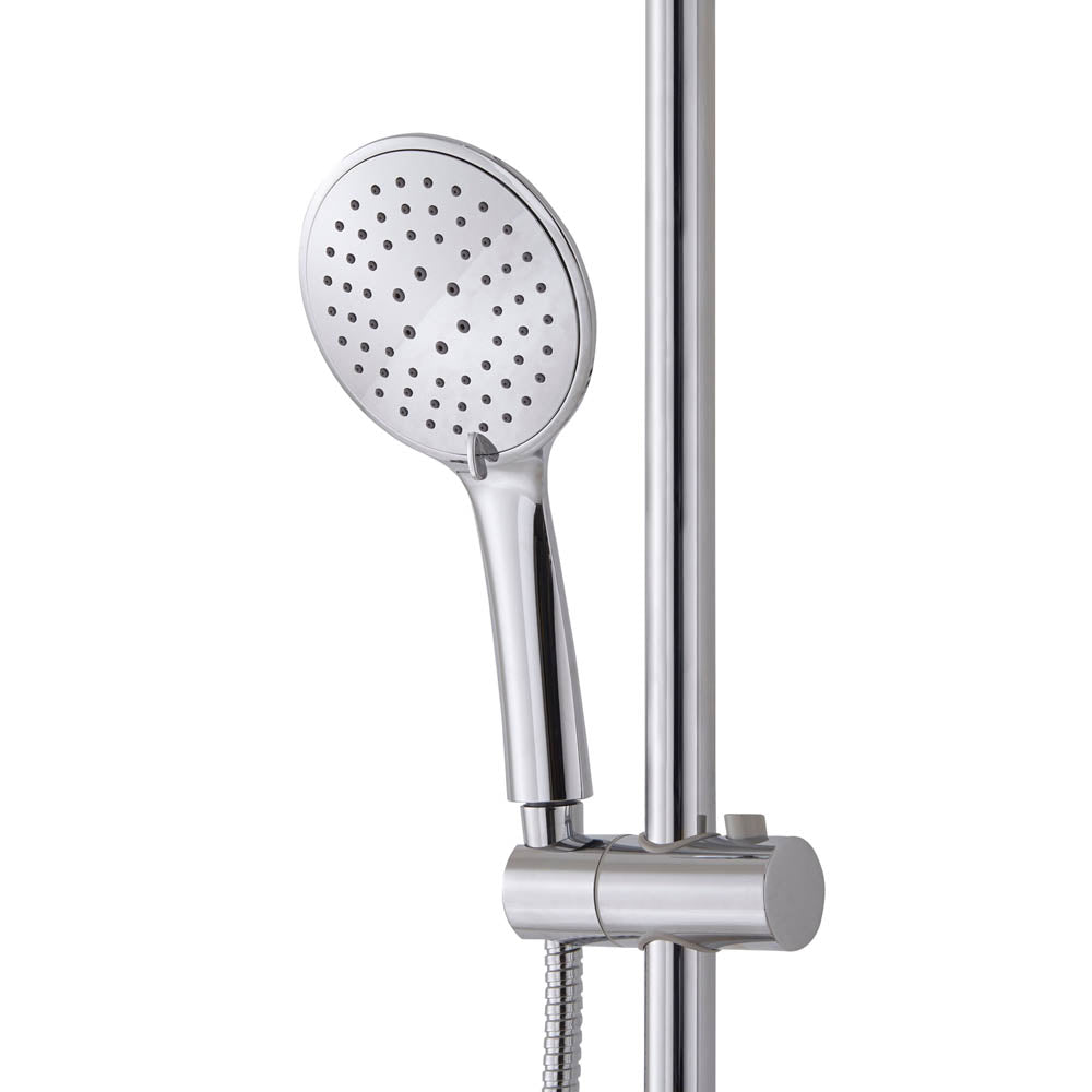 Mixer Shower Set Chrome Effect Wall Mounted 3 Spray Patterns Round 2 Heads - Image 4