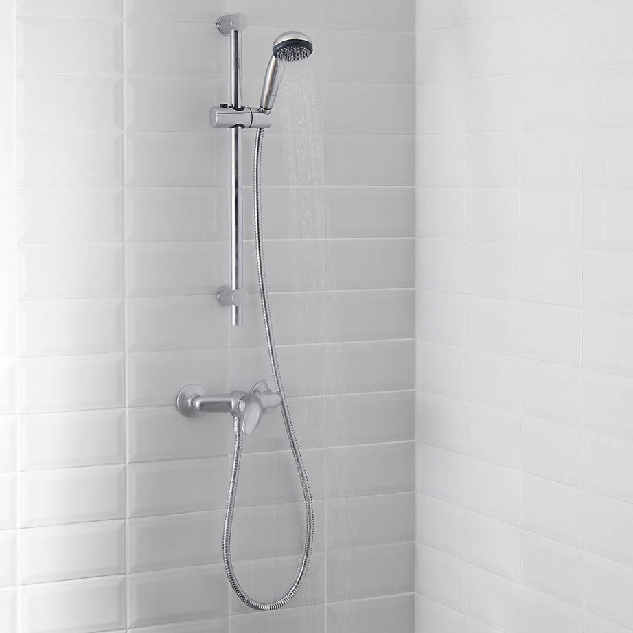 Mixer Shower Chrome Effect Round Head Traditional Single Lever Wall Mounted - Image 4