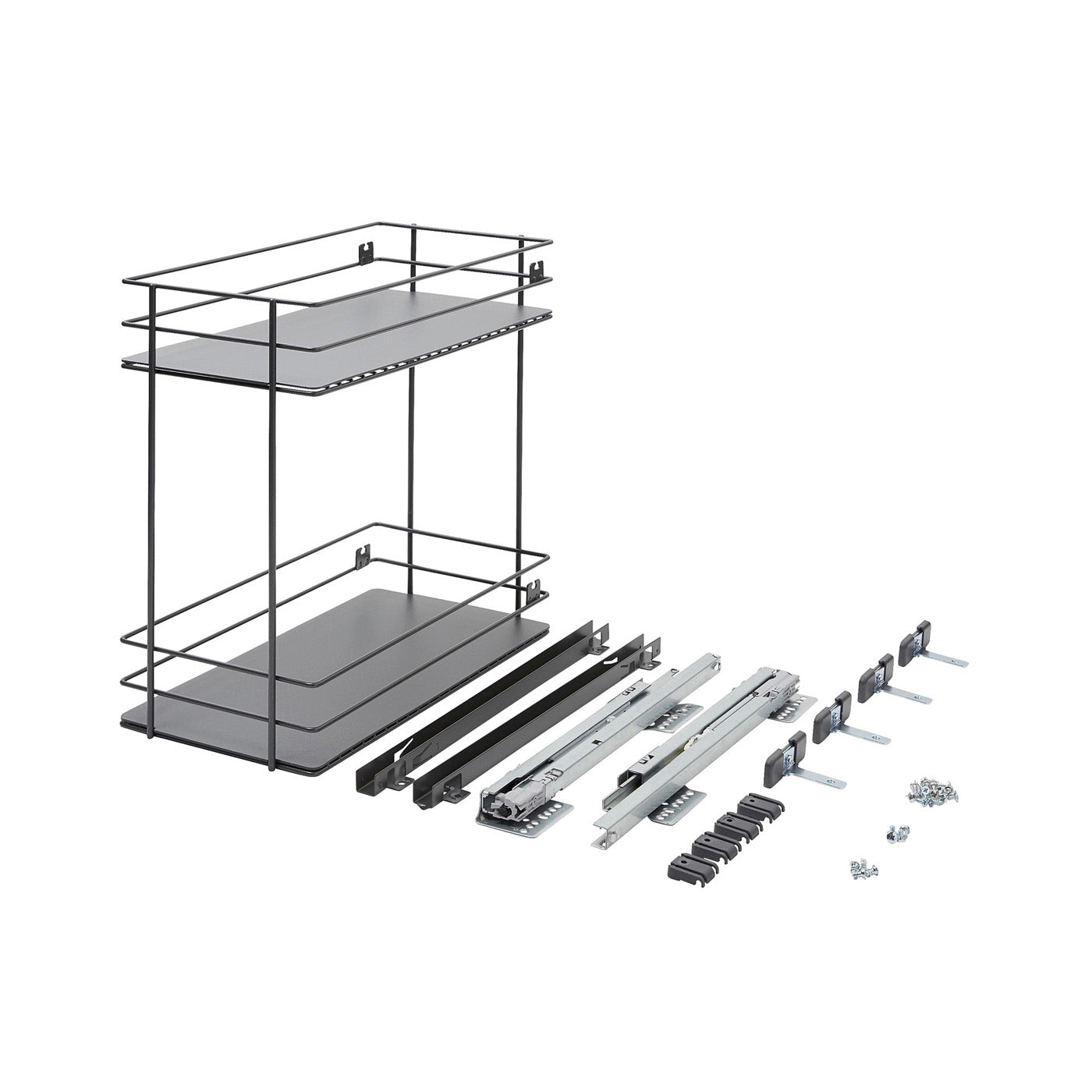 Kitchen Pull Out Storage System Pebre Soft Close Runners Anthracite 484 x 264mm - Image 1