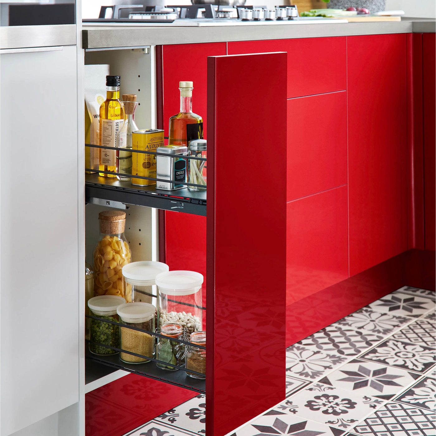 Kitchen Pull Out Storage System Pebre Soft Close Runners Anthracite 484 x 264mm - Image 2