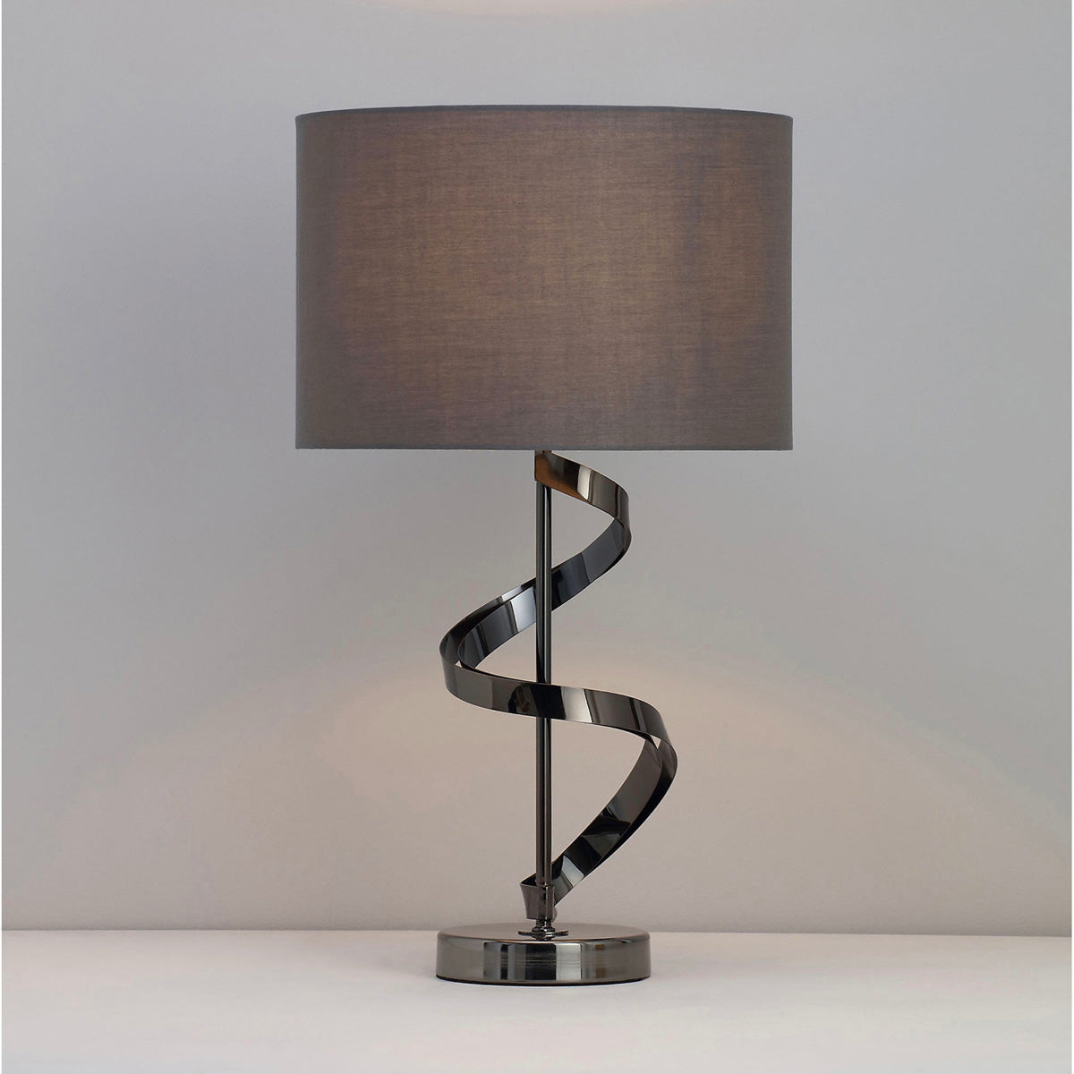 Table Lamp Bedside Light Aitne Spiral Polished Black Chrome Effect Modern - Image 1