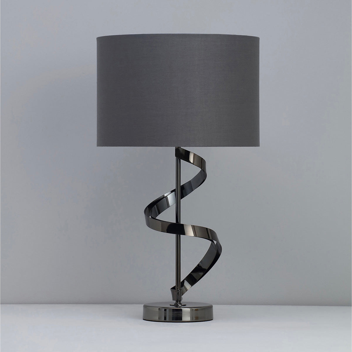 Table Lamp Bedside Light Aitne Spiral Polished Black Chrome Effect Modern - Image 2