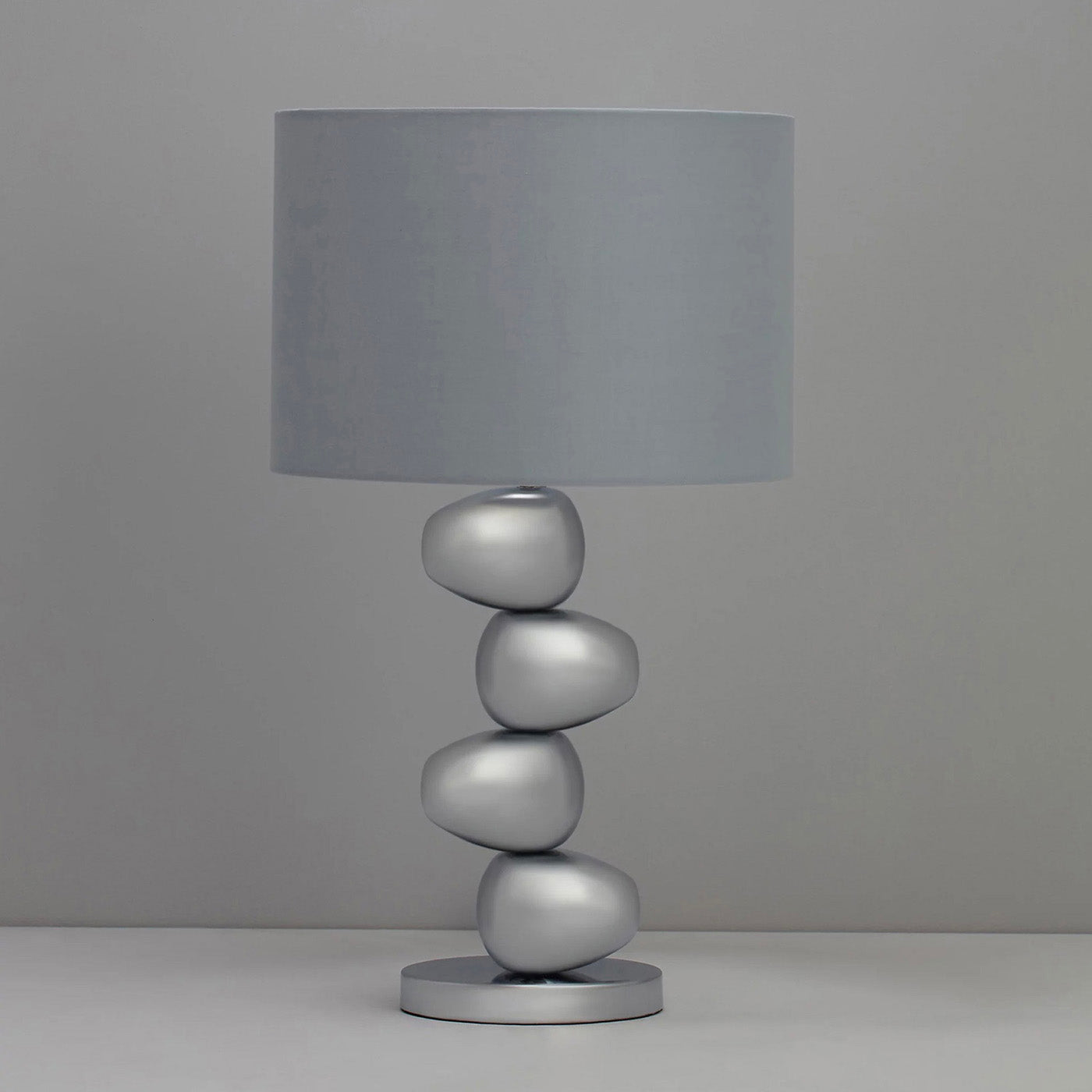 Inlight Table Lamp Himalia Pebble Polished Chrome Effect Bedroom Modern Drum - Image 2