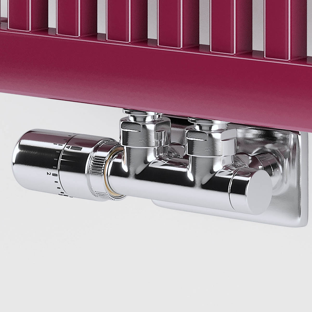 Thermostatic Radiator H Valve Angled Left Sided Brass Chrome Effect 50mm - Image 1
