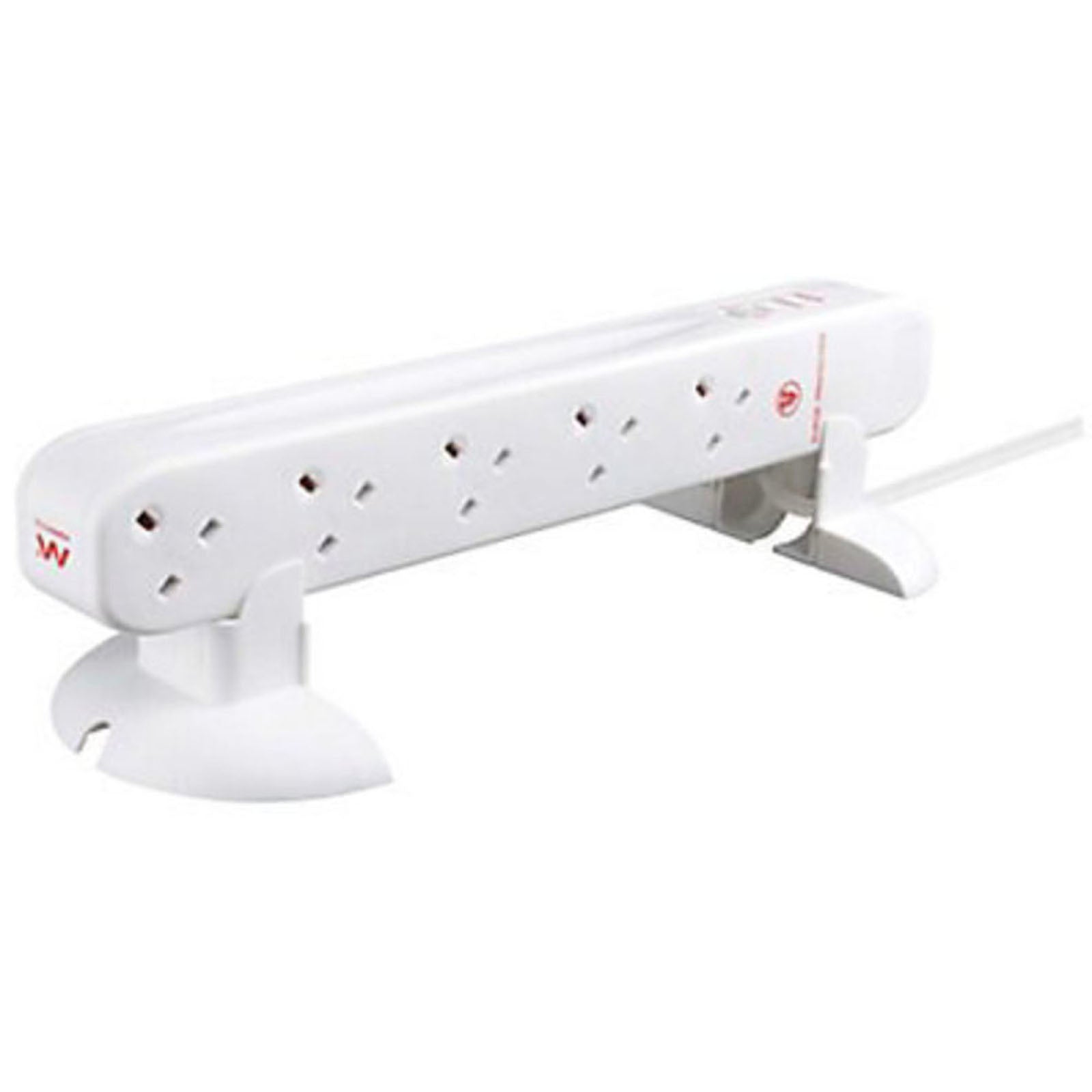 Masterplug Extension Lead 10 Socket Unswitched White 13A 2 USB Outlets Type A 1m - Image 3