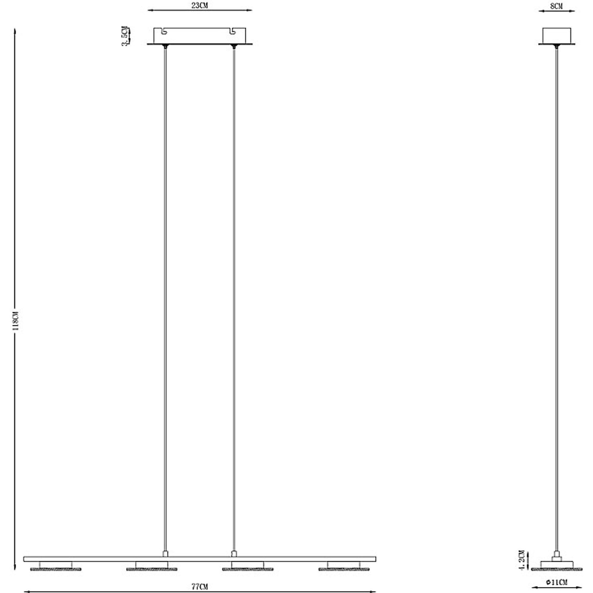 LED Ceiling Light Pendant 4 Way Multi Arm Hanging Bar Kitchen Warm White Chrome - Image 5