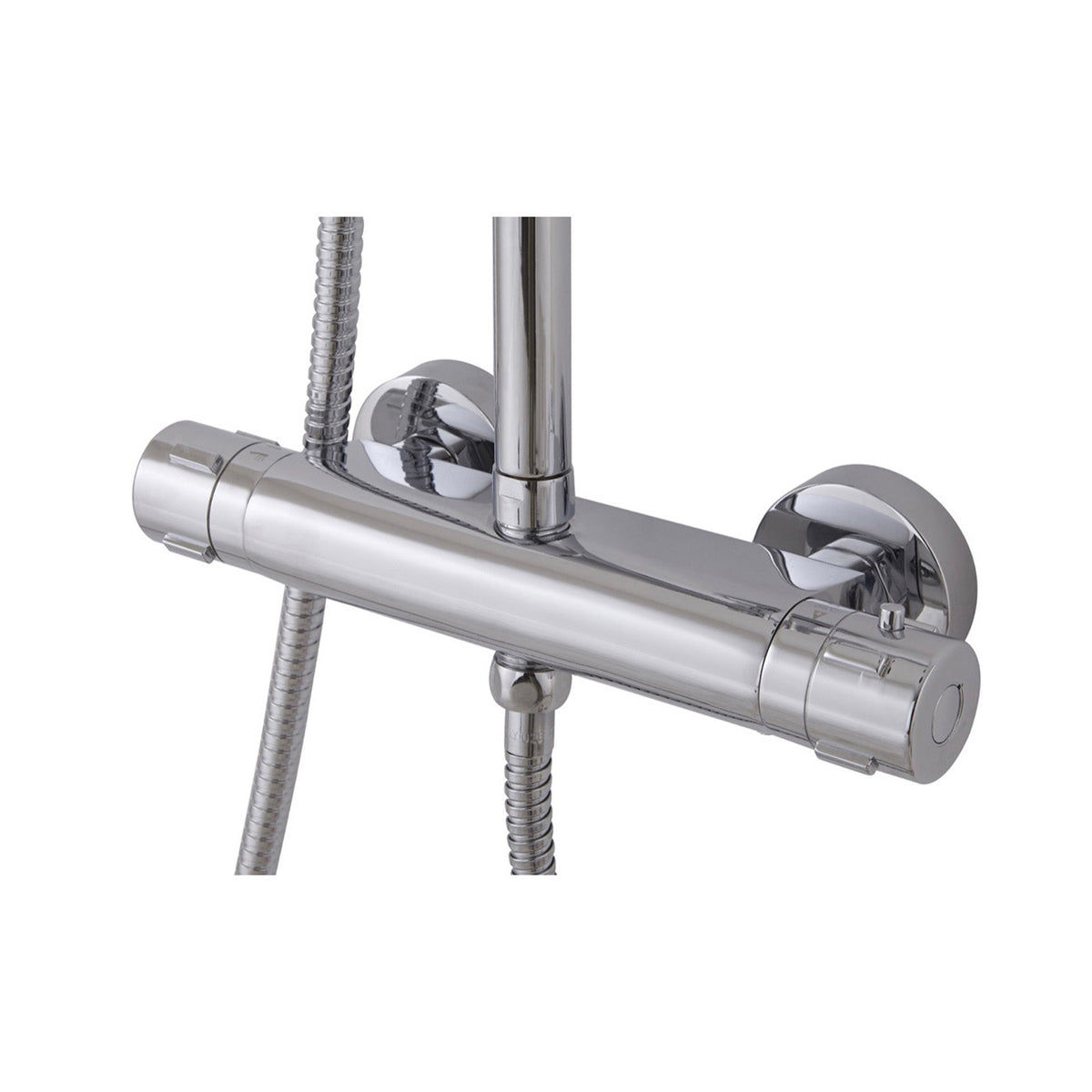 Thermostatic Mixer Shower Set Chrome Round Twin Head Rainfall Modern Bathroom - Image 3