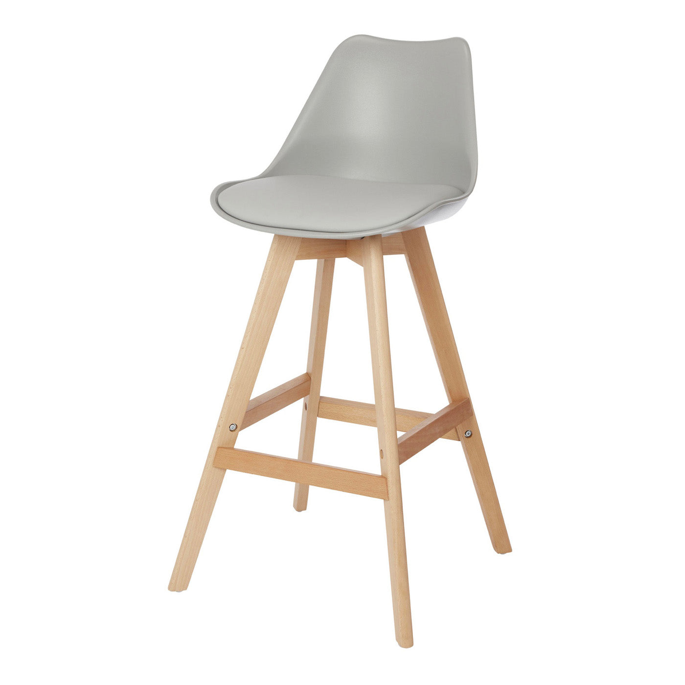 GoodHome Bar Stool With Footrest Light Grey (H)1005 x (W)435 x (D) 505 mm - Image 1