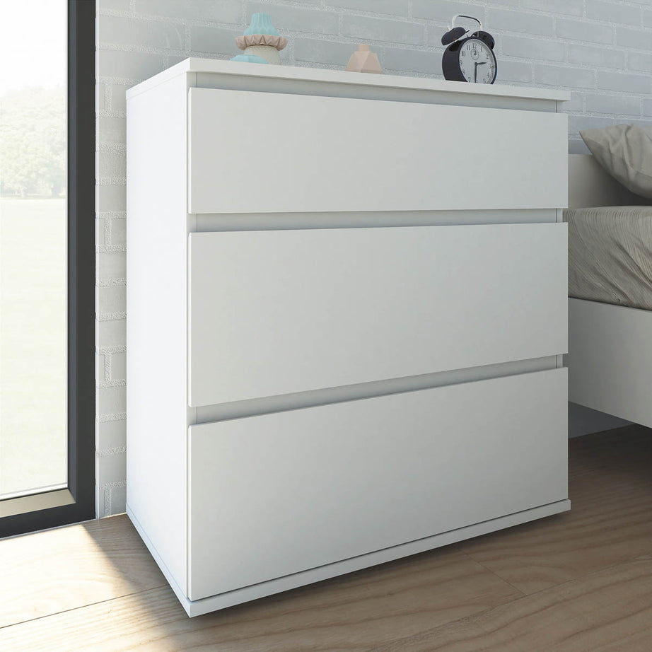 Nova Chest Of Drawers Matt White 3 Drawers Furniture (H)835 (W)768 (D)400mm - Image 1