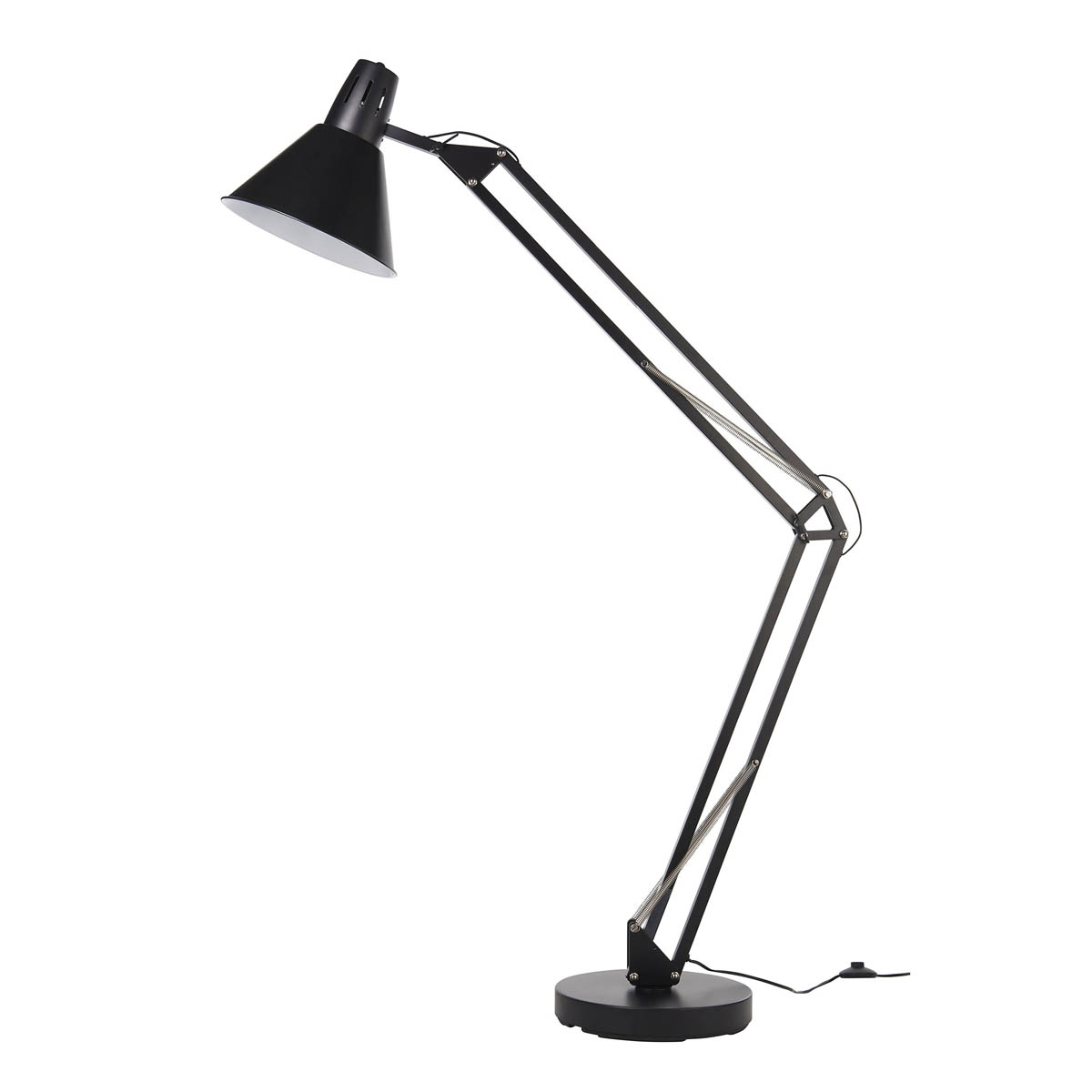 Floor Lamp Matt Black Retro Articulated Arm Tilting Head Livingroom (H)168cm - Image 2