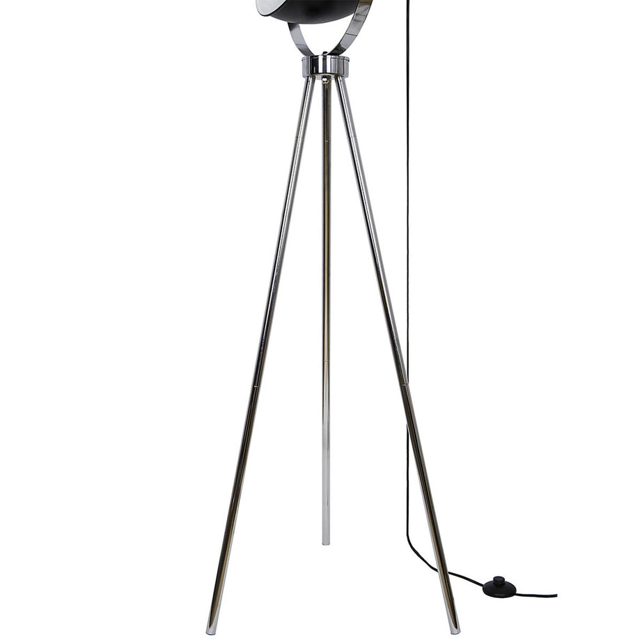 Floor Lamp Standing Retro Tripod Adjustable Round Head Black Chrome Effect 153cm - Image 4