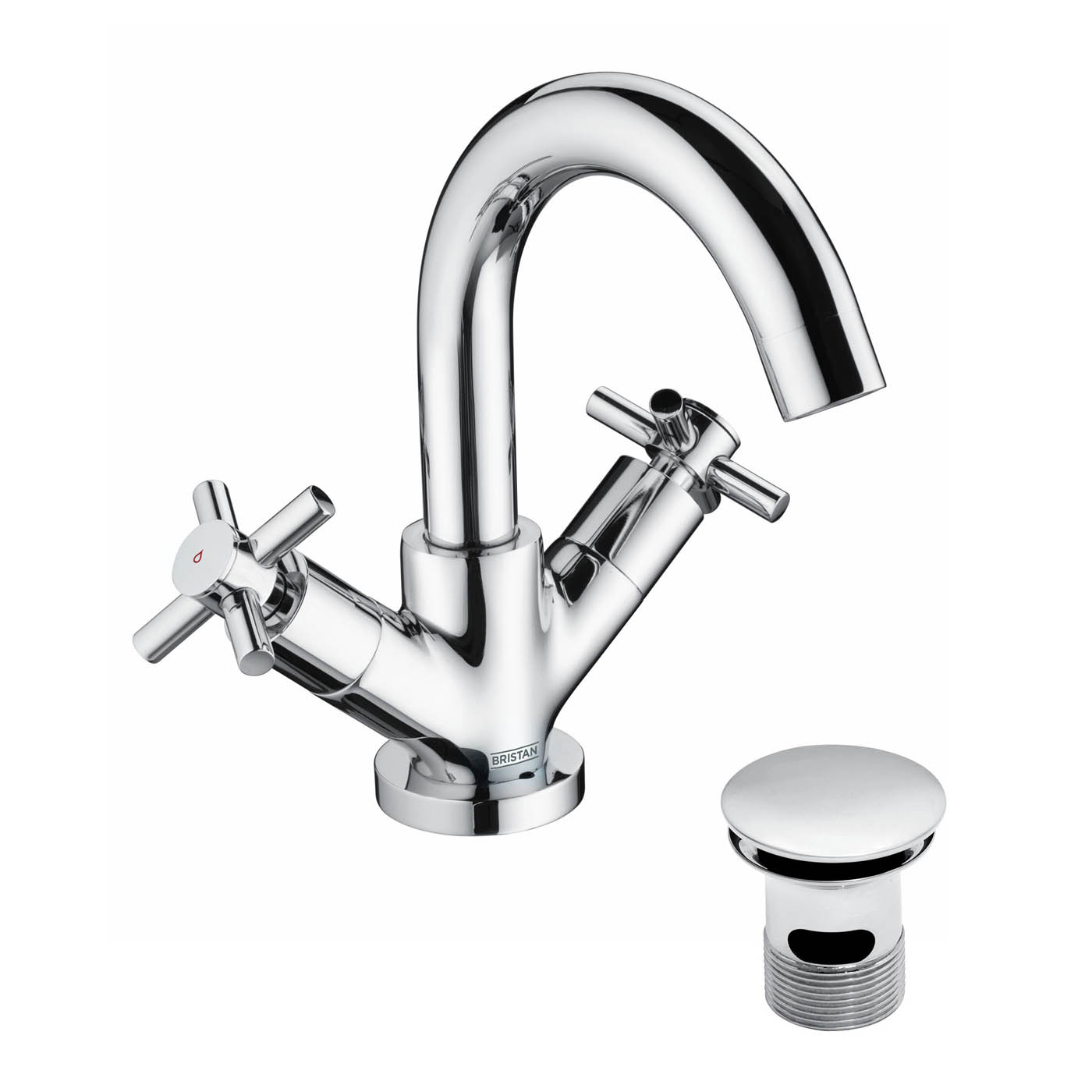 Bristan Bathroom Basin Tap Mixer Chrome Ceramic Disc ¼ Turn Waste Contemporary - Image 1