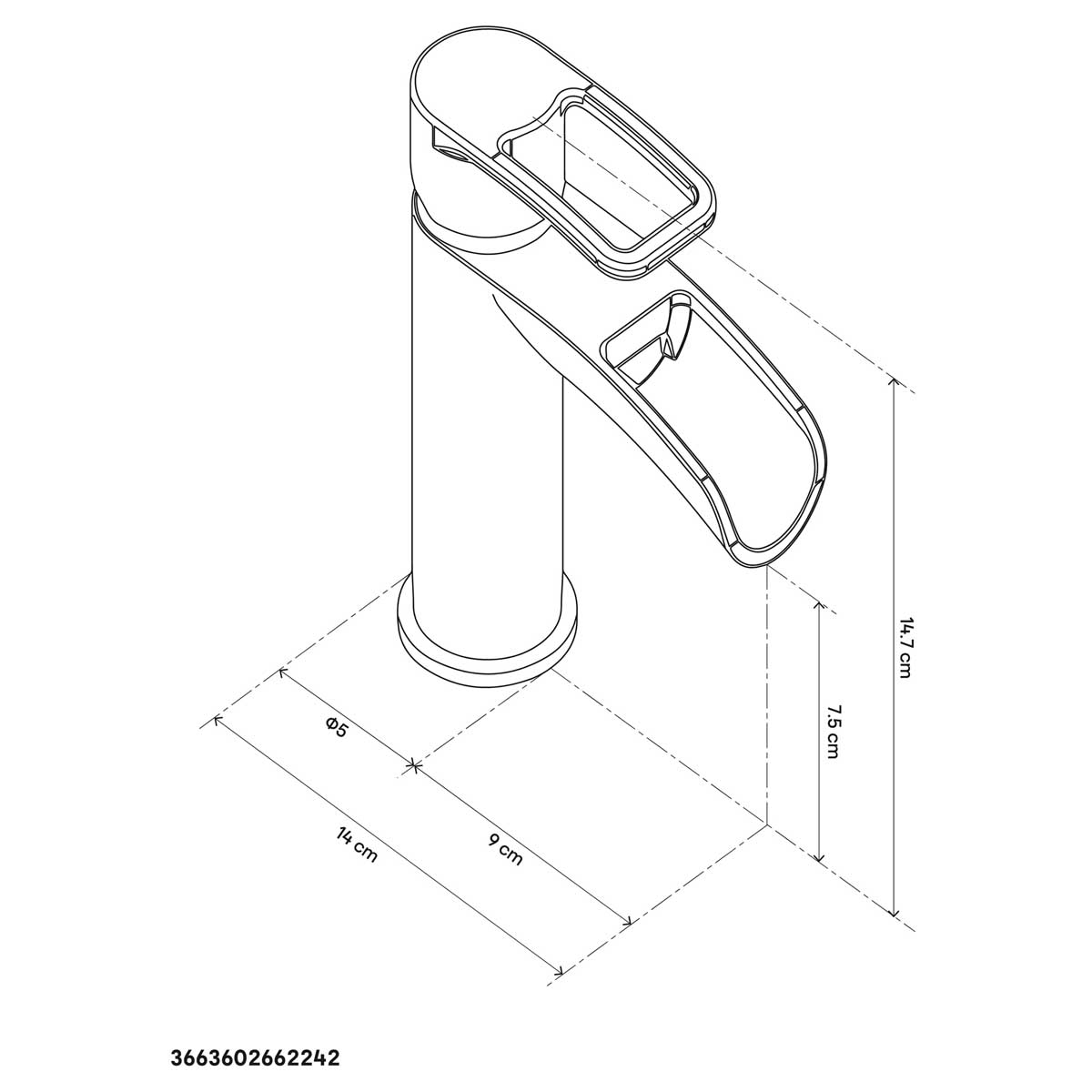 Basin Mixer Tap Waterfall Spout Modern Single Lever Brass Chrome Effect - Image 3