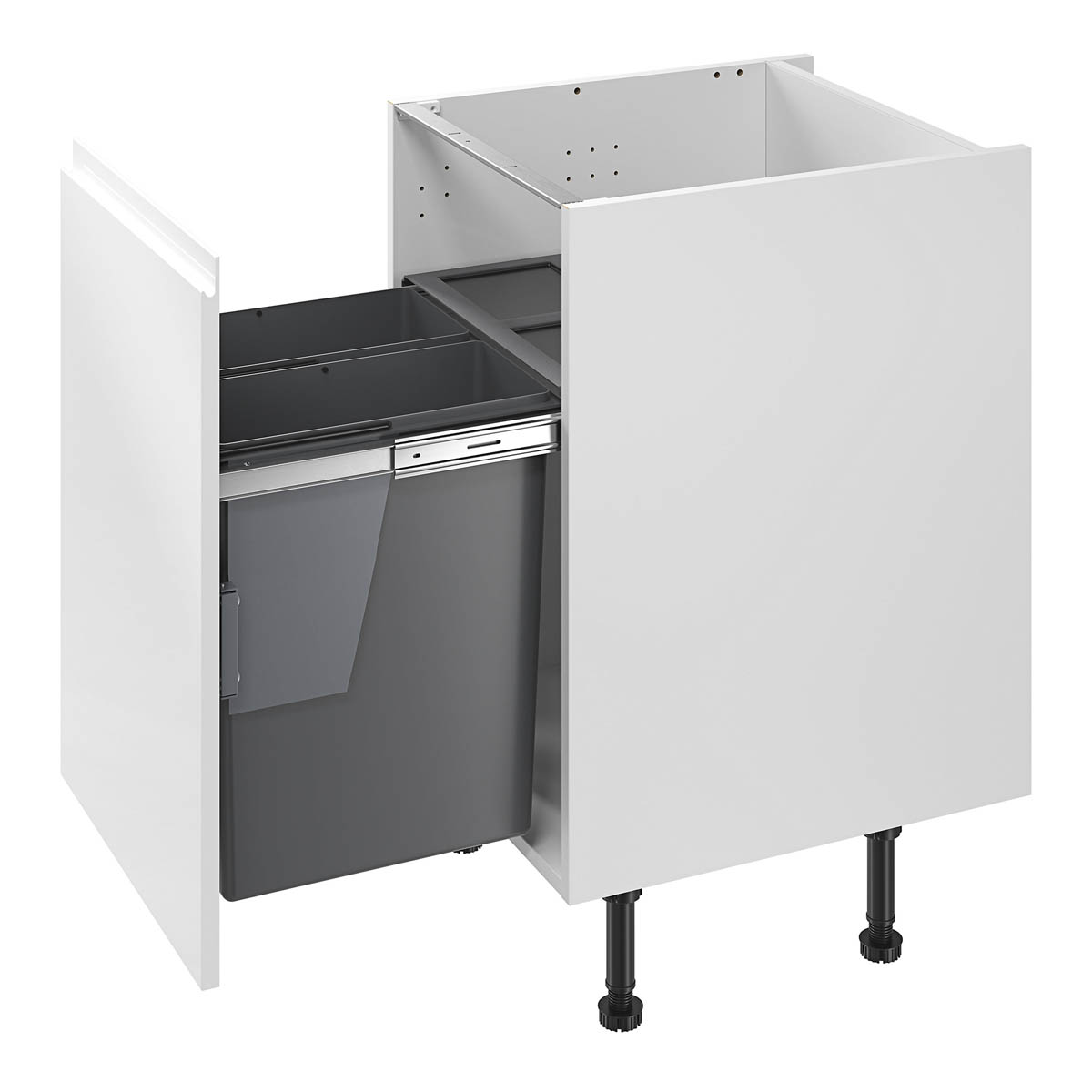 Kitchen Pull Out Waste Bin Integrated For Cabinet Anthracite Rectangular 58L - Image 3