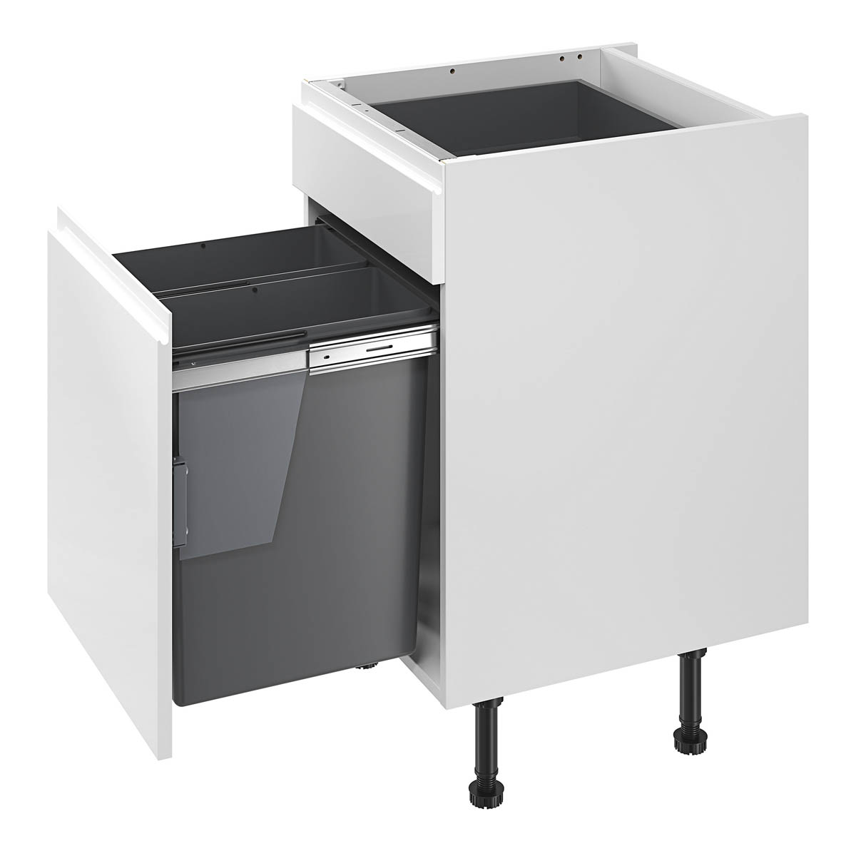 Kitchen Pull Out Waste Bin Integrated For Cabinet Anthracite Rectangular 58L - Image 5