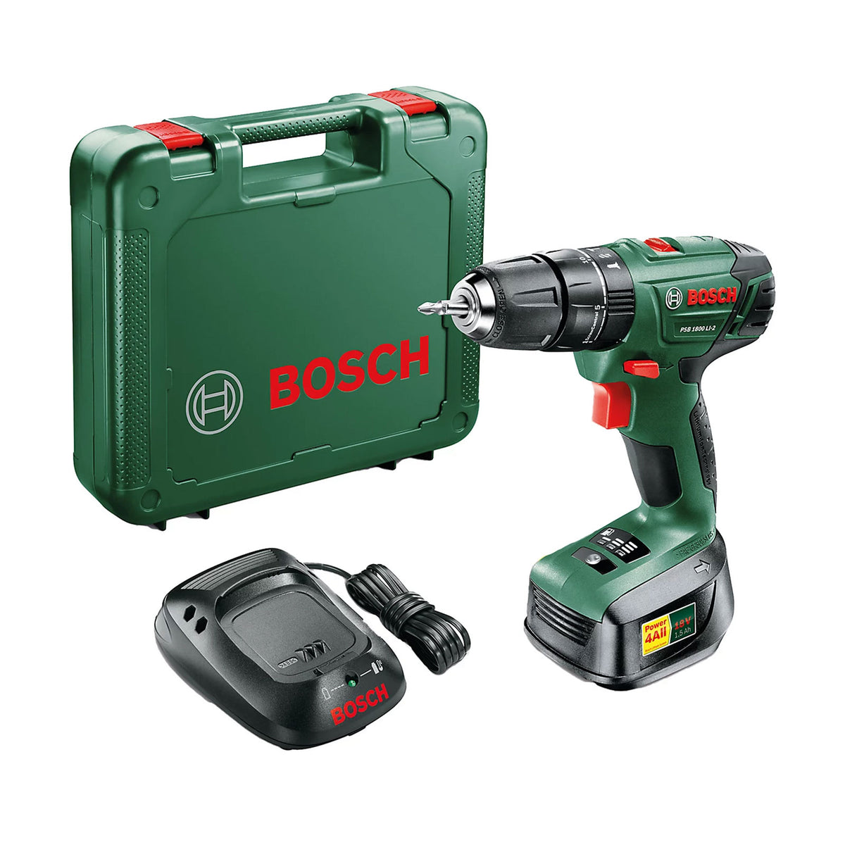 Bosch Cordless Combi Drill PSB 1800 LI-2 18V 1.5Ah Li-Ion Soft Grip Compact - Image 1