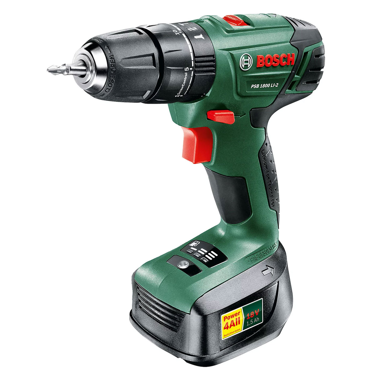 Bosch Cordless Combi Drill PSB 1800 LI-2 18V 1.5Ah Li-Ion Soft Grip Compact - Image 2