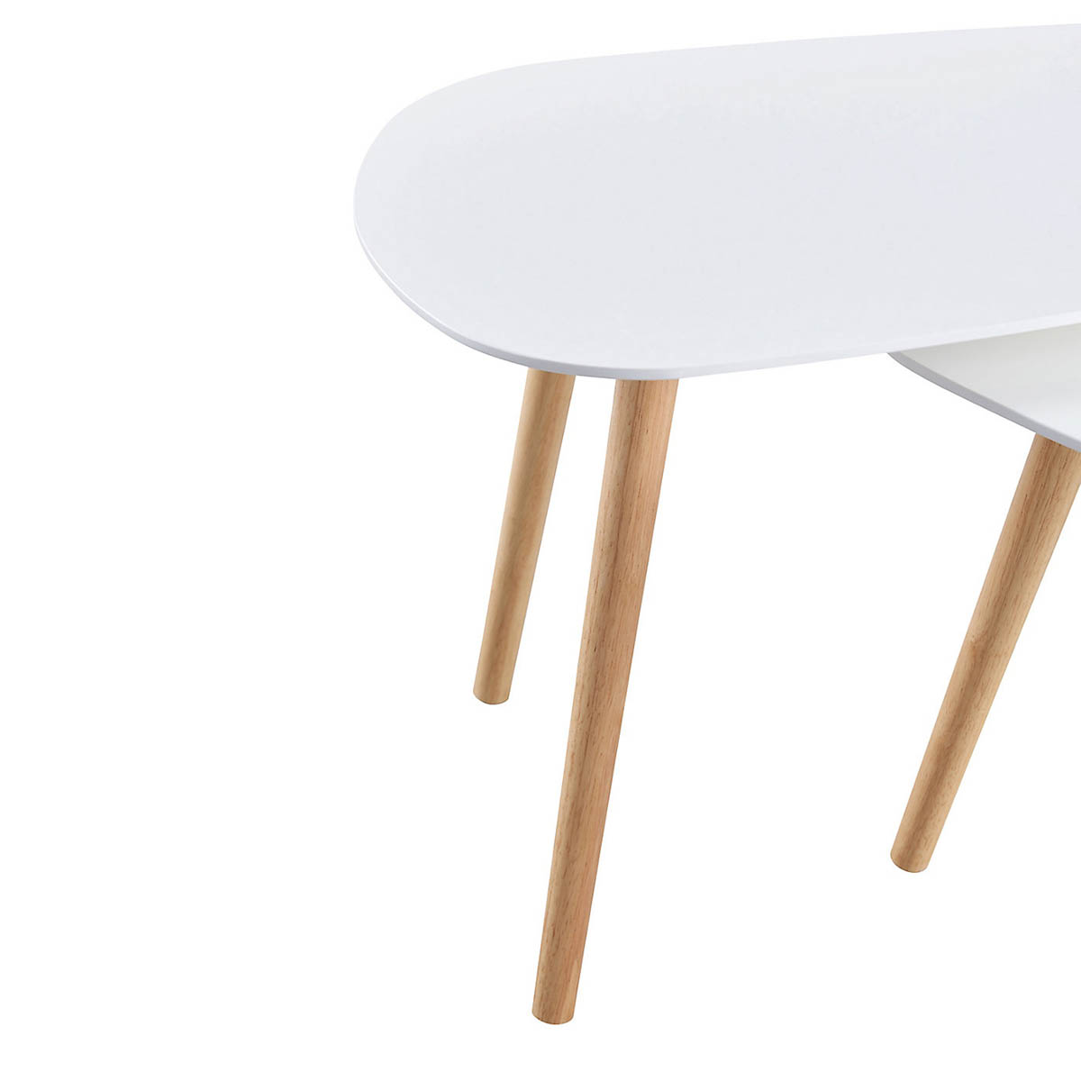 Side Coffee Tables White Living Room Nesting Sofa End Oval Contemporary Set Of 2 - Image 4