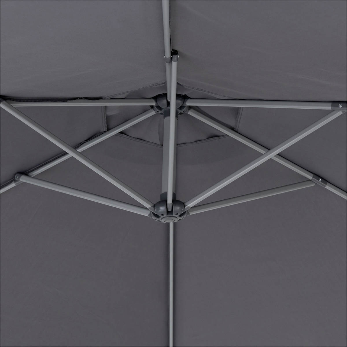 Garden Parasol Umbrella Steel Grey Overhanging Outdoor Sun Shade Canopy 2.98m - Image 3