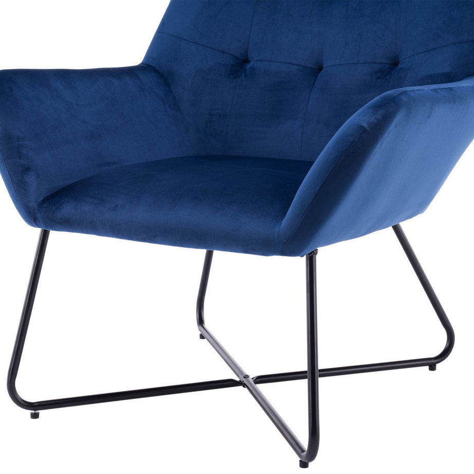 Velvet Chair Deep Blue Effect Comfort Luxury Industrial (H)865 (W)750 (D)800mm - Image 4