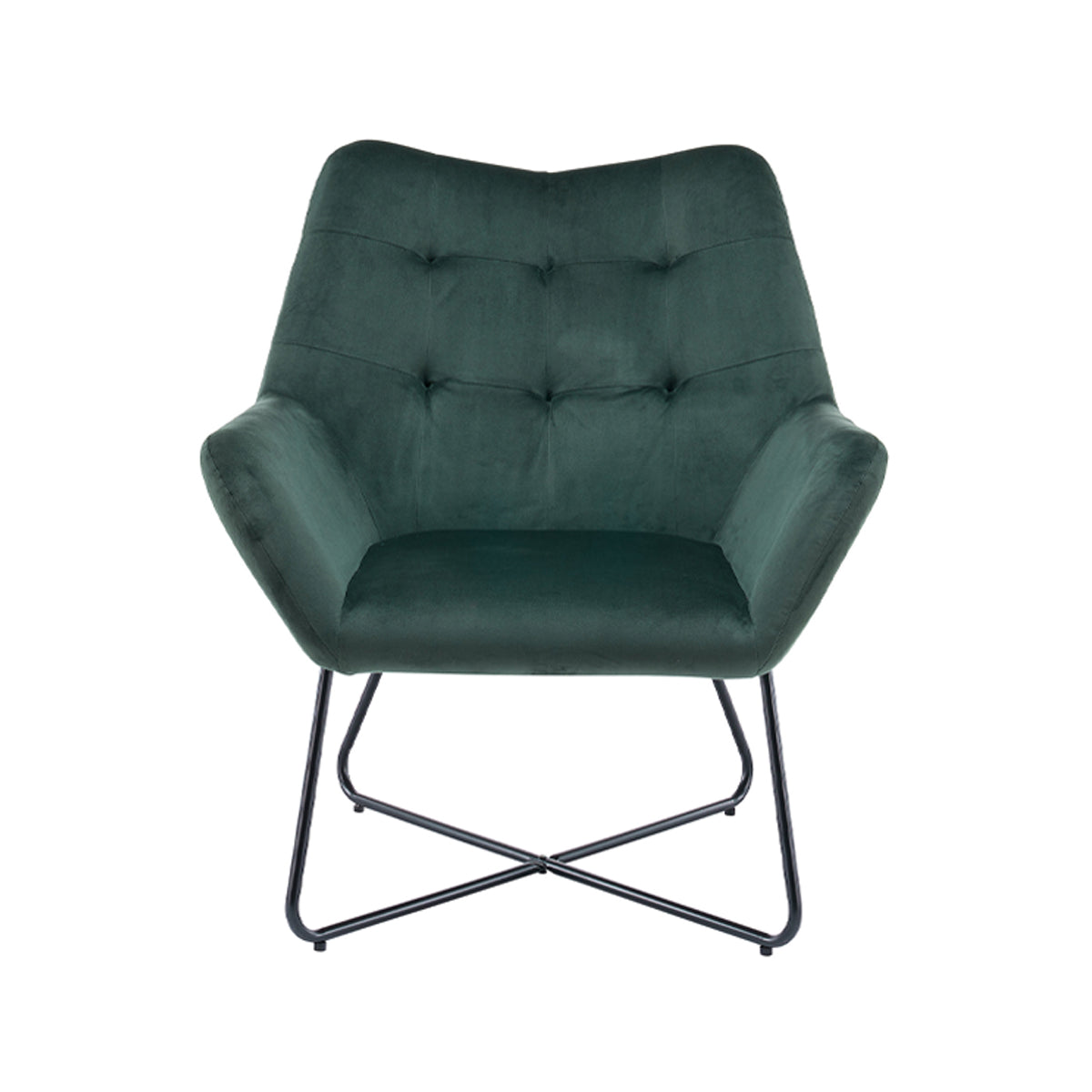 Turio Chair With Armrest Forest Green Velvet Effect 750x865x800mm - Image 1