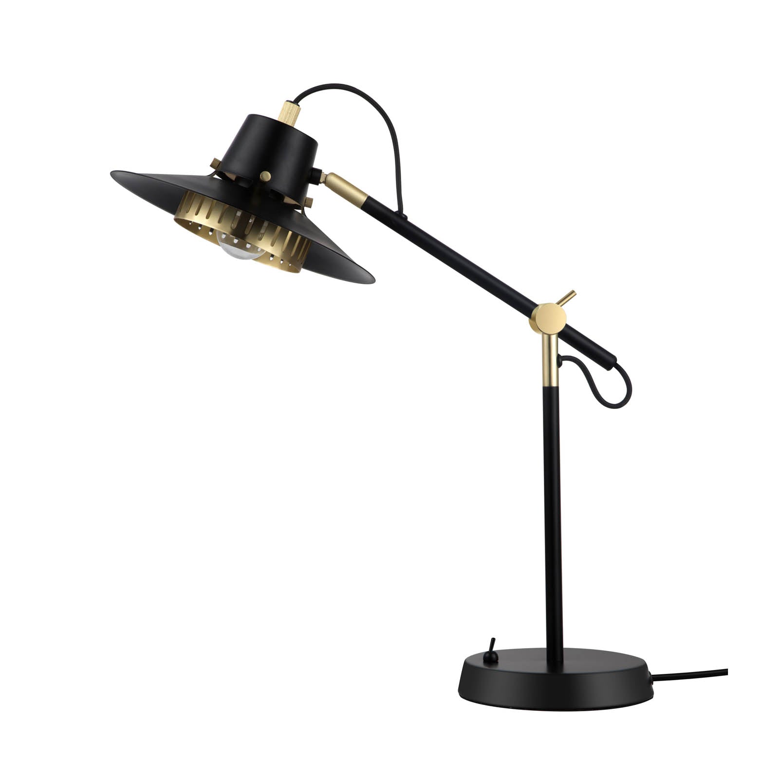 Table Lamp Delagoa Industrial Matt Black Gold Modern Open Shade Metal - Image 3