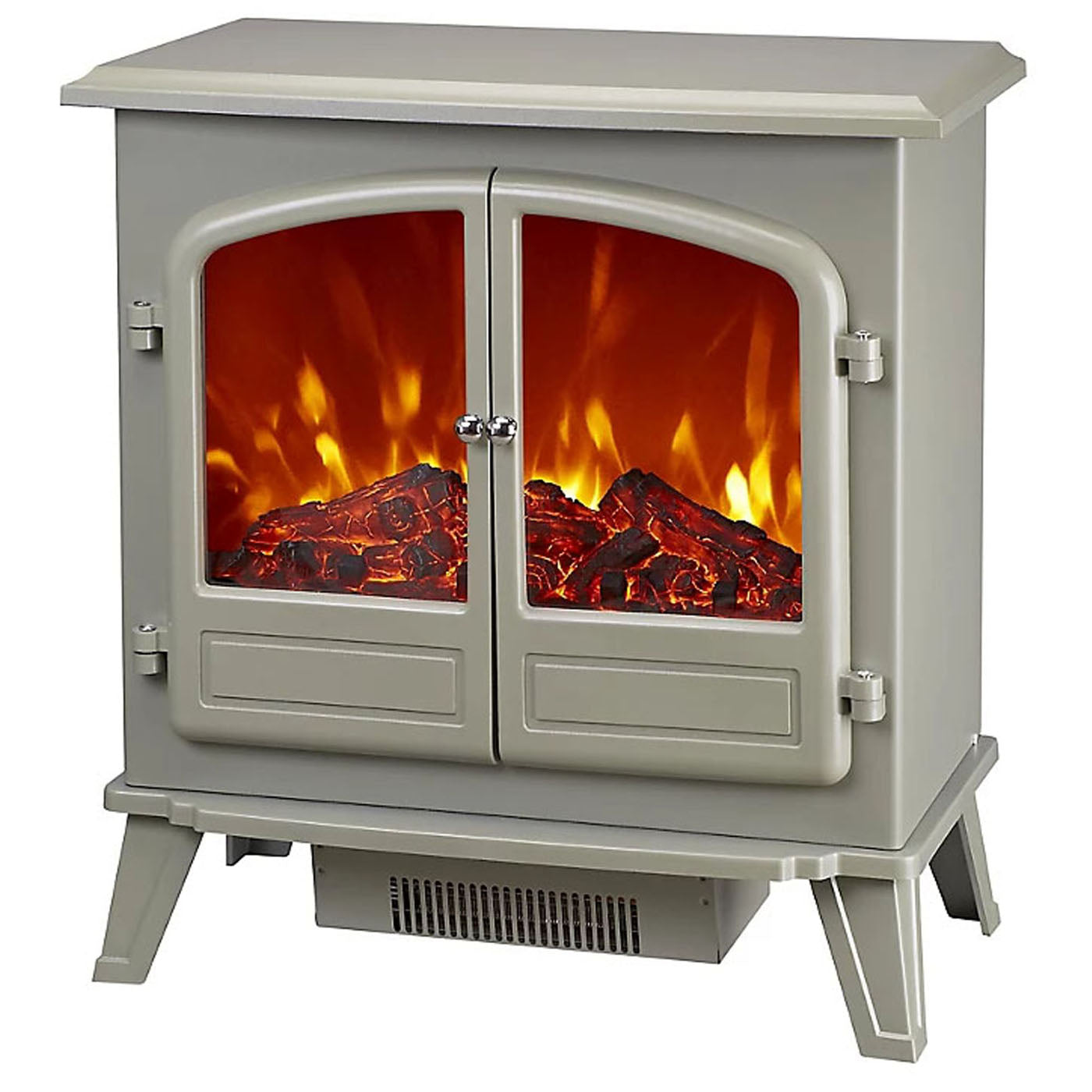 Focal Point Electric Stove Weybourne Matt Sage Grey Heater Log Effect 1.85kW - Image 1