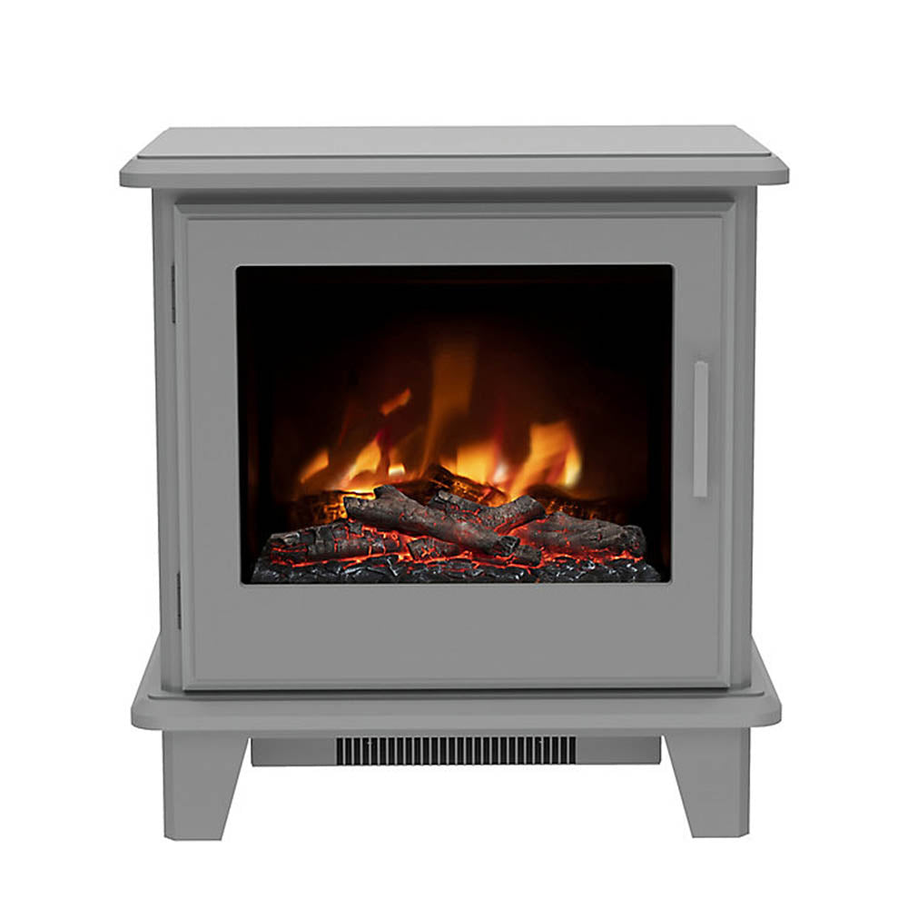 Electric Stove Fireplace Heater Grey Flame Effect With Remote Control Modern 2kW - Image 1