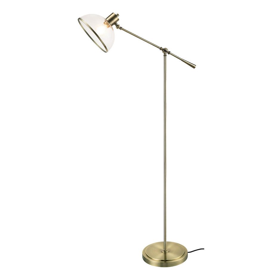 LED Floor Lamp Glass Shade Articulated Antique Brass Effect Modern Freestanding - Image 4