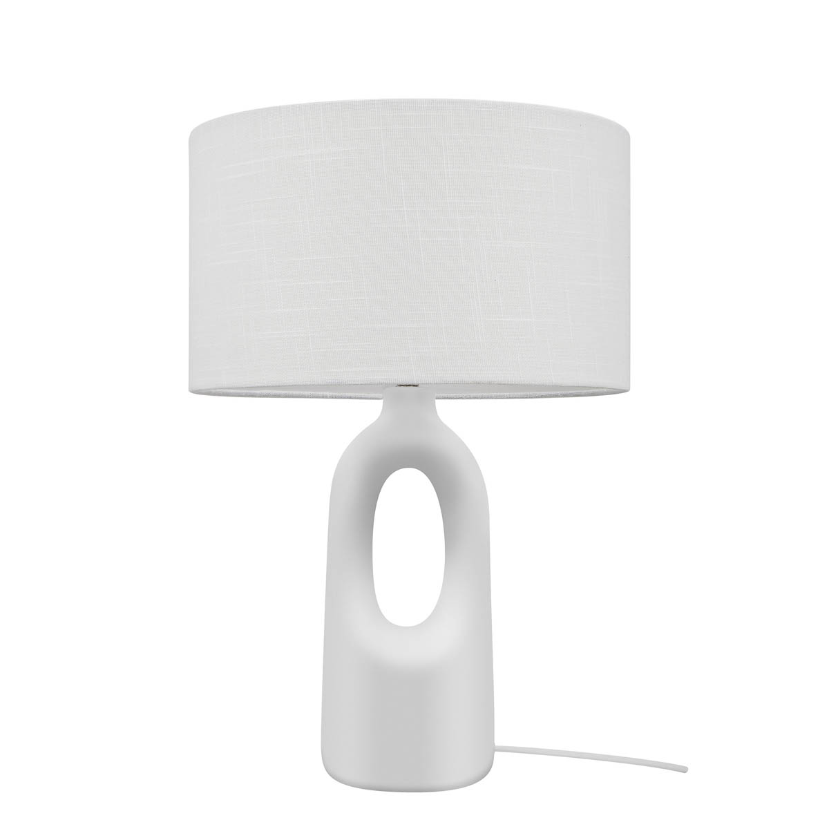 Table Lamp Straight Cream Ceramic White Fabric Lining Room Bedside Contemporary - Image 2