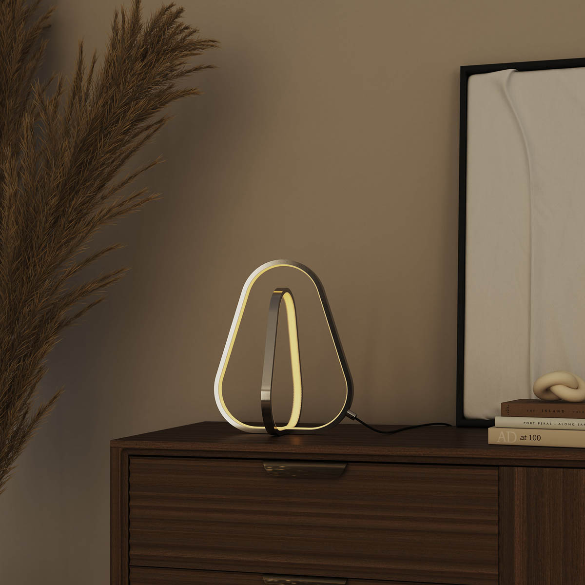 Table Lamp Integrated LED Twisted Pendant Polished Chrome Effect Dimmable Modern - Image 5