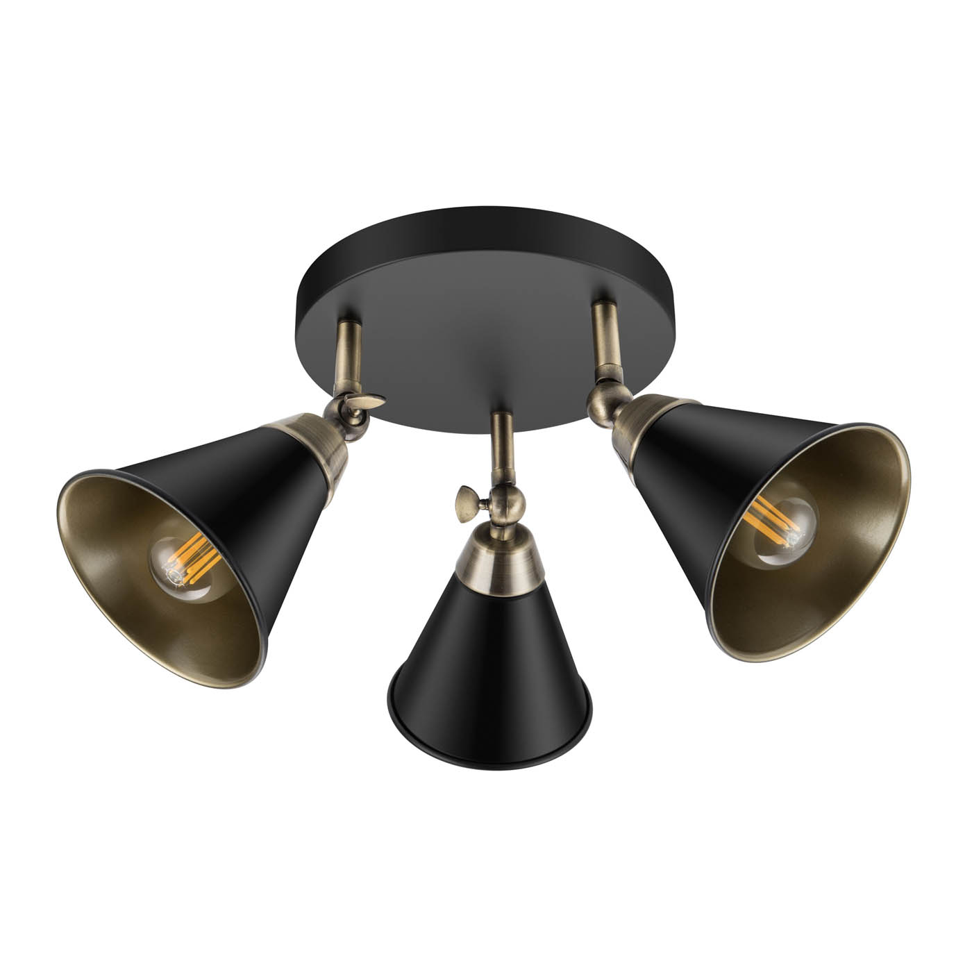 LED Ceiling Spotlight 3 Way Multi Arm Matt Antique Brass Effect Modern Kitchen - Image 1