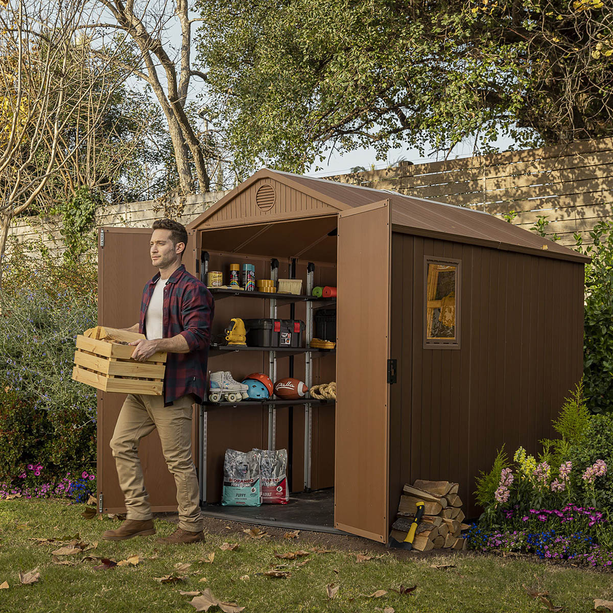 Keter Shelving Unit 3 Shelf Steel Storage Adjustable Garage Shed Organizer - Image 2