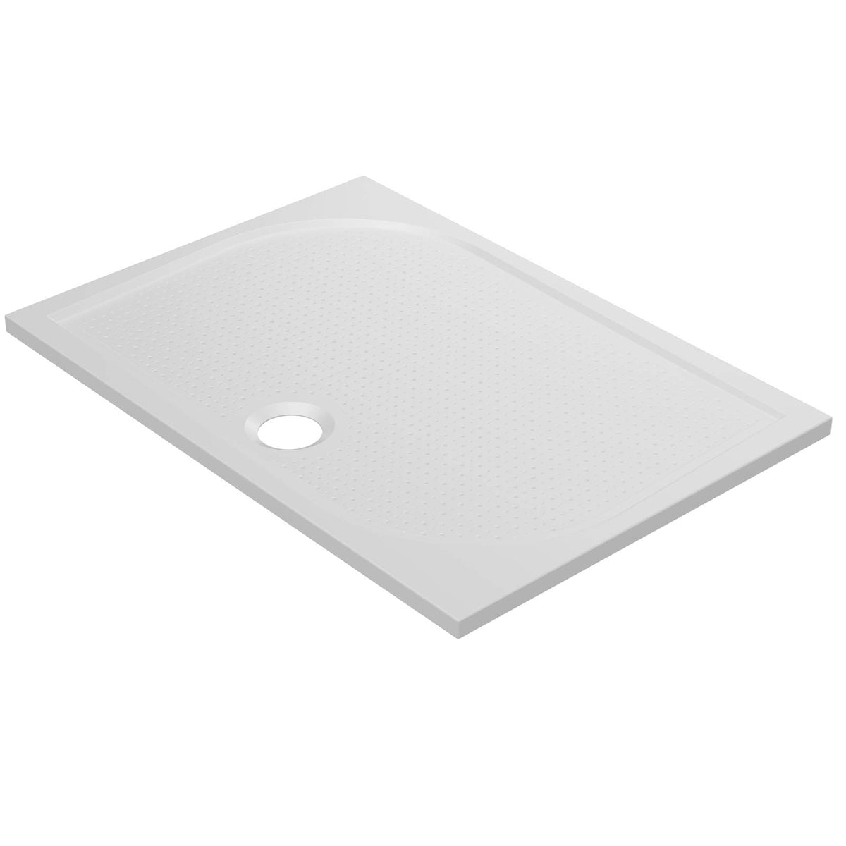 Shower Tray Gloss White Rectangular Reversible Drainer 28mm Bathroom Modern - Image 1