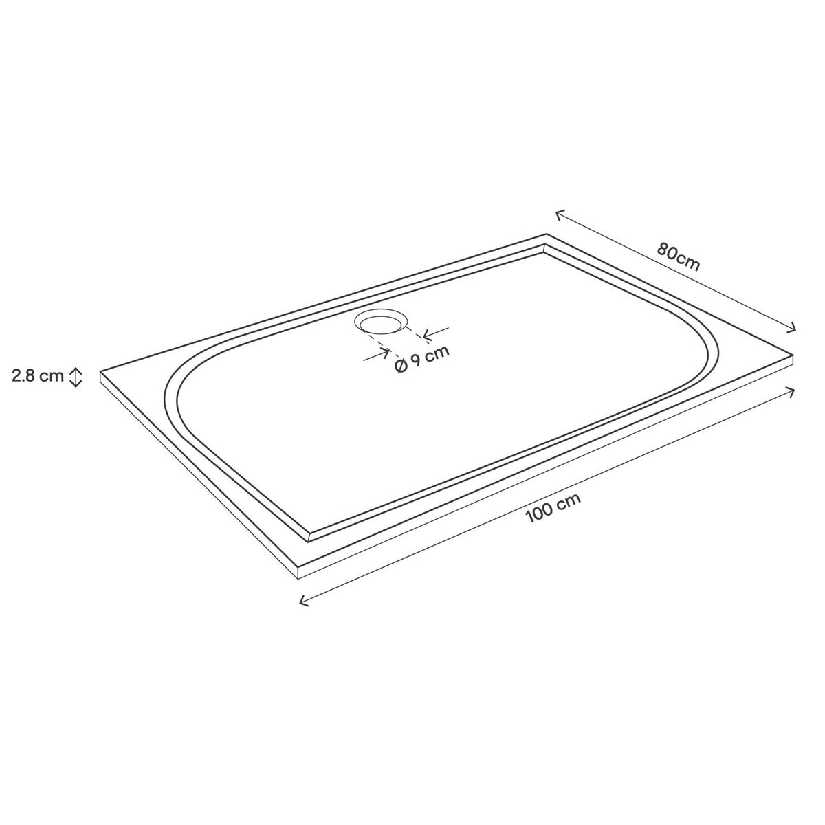Shower Tray Gloss White Rectangular Reversible Drainer 28mm Bathroom Modern - Image 3