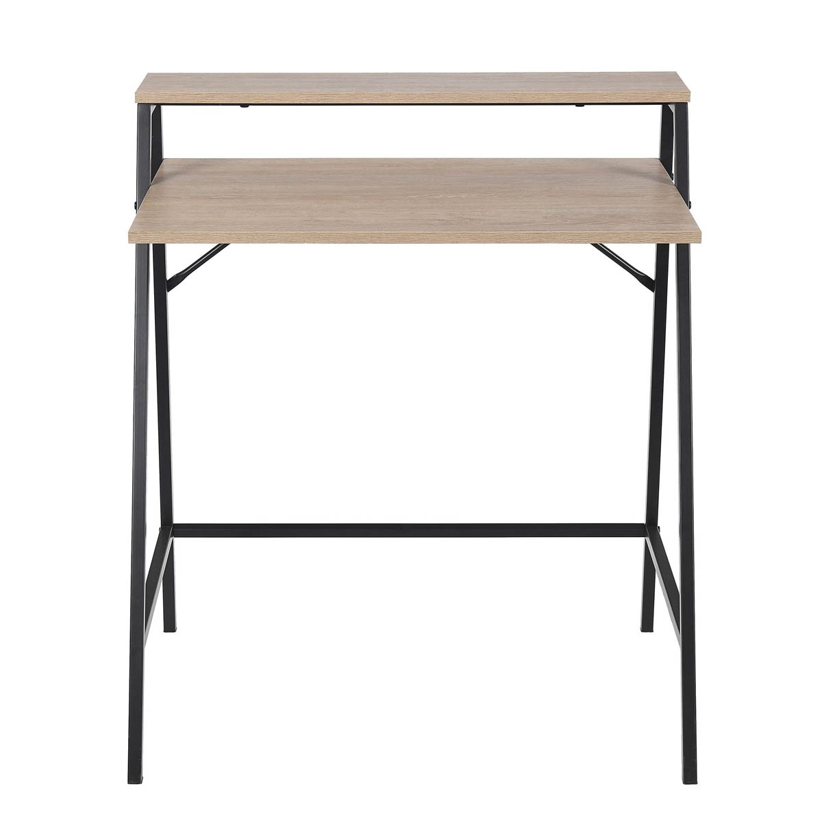 Manera Two Shelf Desk Compact Matt Black Oak Effect (H)840 (W)740 (D)515mm - Image 3