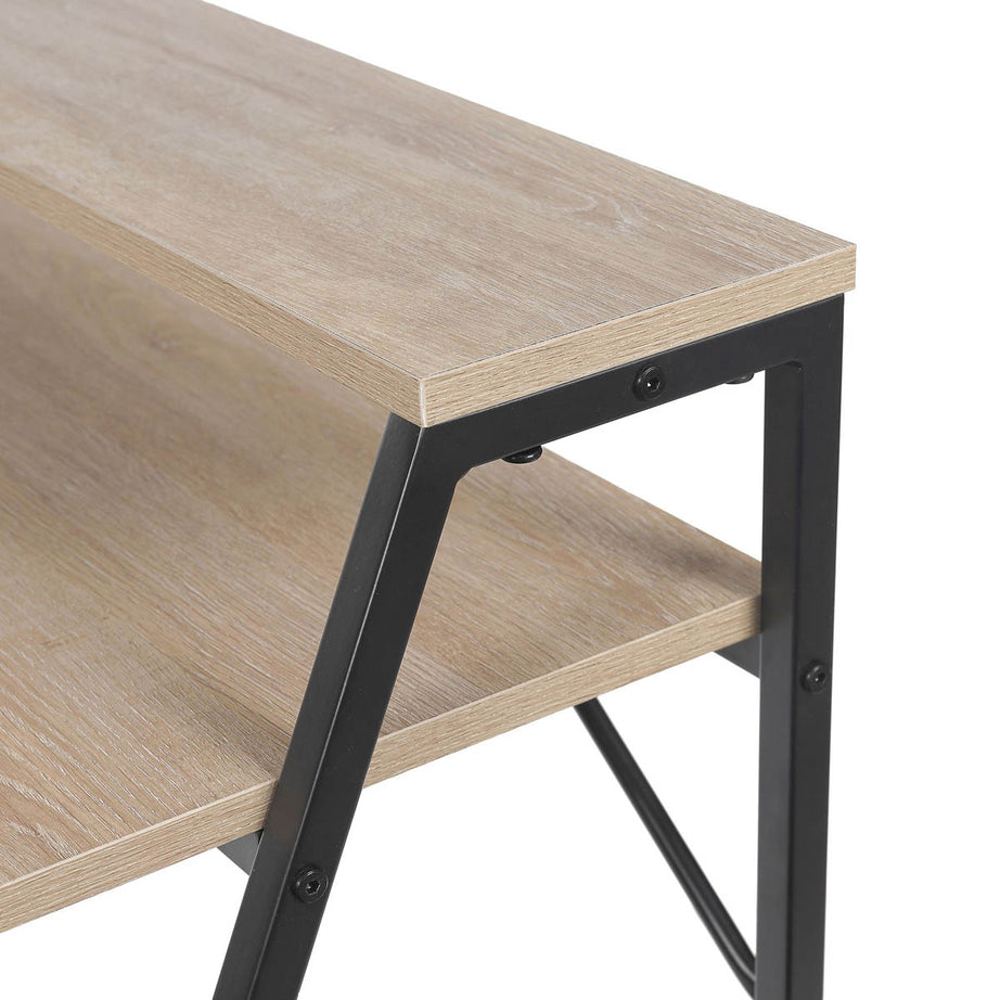 Manera Two Shelf Desk Compact Matt Black Oak Effect (H)840 (W)740 (D)515mm - Image 6