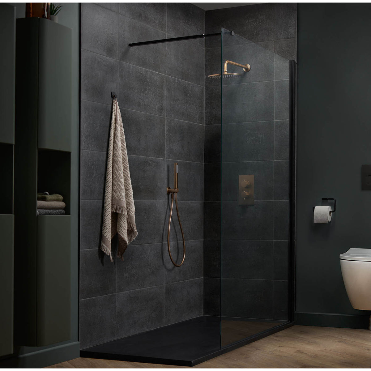 Aquadry Outlet Shower Head Side Holder Brushed Bronze Effect Wall Mounted - Image 2