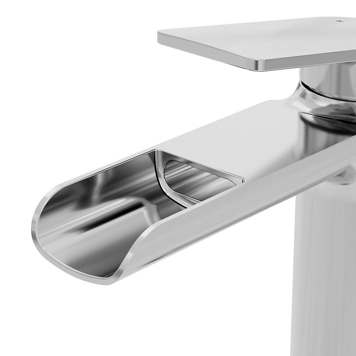 Basin Mixer Tap Chrome Effect Semi Open Spout Modern Bathroom Single Lever - Image 4