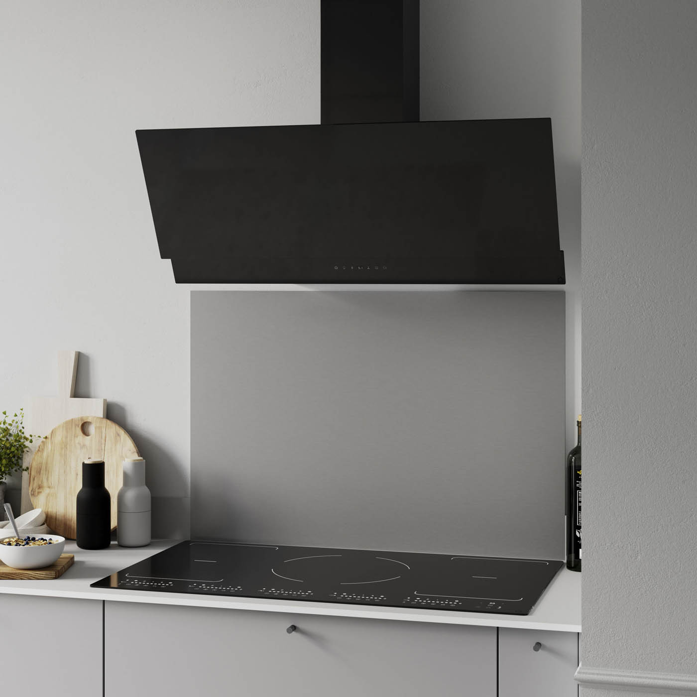 Angled Cooker Hood Smart Black Steel Glass GHAG90ASBL Touch Control (W)89.8cm - Image 2