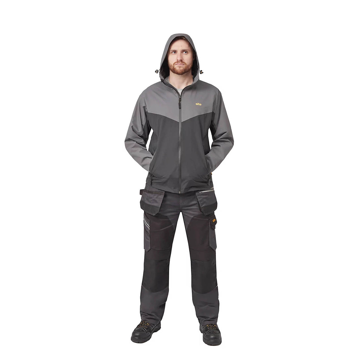 Site Work Jacket Black Grey Medium Hooded Heavy Duty Workwear Messner - Image 9
